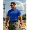 imageMAGCOMSEN Mens Polo Shirts Short Sleeve Quick Dry Performance Tactical Shirt UPF 50 Work Golf Polos Collared ShirtsColor Blue