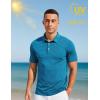 imageMAGCOMSEN Mens Polo Shirts Short Sleeve Striped Golf Polos Dry Fit Casual Performance Collared ShirtStripe Blue Green