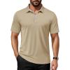 imageMAGCOMSEN Mens Polo Shirts Short Sleeve UPF 50 Dry Fit Performance Golf Shirts Casual Athletic Collared ShirtKhaki