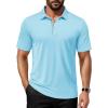 imageMAGCOMSEN Mens Polo Shirts Short Sleeve UPF 50 Dry Fit Performance Golf Shirts Casual Athletic Collared ShirtLight Sky Blue