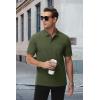 imageMAGCOMSEN Mens Polo Shirts with Pocket Cotton Pique Short Sleeve Collared Shirt Moisture Wicking Golf Shirts 3Button ShirtsArmy Green
