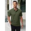 imageMAGCOMSEN Mens Polo Shirts with Pocket Cotton Pique Short Sleeve Collared Shirt Moisture Wicking Golf Shirts 3Button ShirtsArmy Green