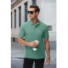 imageMAGCOMSEN Mens Polo Shirts with Pocket Cotton Pique Short Sleeve Collared Shirt Moisture Wicking Golf Shirts 3Button ShirtsAzure