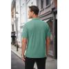 imageMAGCOMSEN Mens Polo Shirts with Pocket Cotton Pique Short Sleeve Collared Shirt Moisture Wicking Golf Shirts 3Button ShirtsAzure