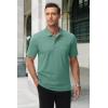 imageMAGCOMSEN Mens Polo Shirts with Pocket Cotton Pique Short Sleeve Collared Shirt Moisture Wicking Golf Shirts 3Button ShirtsAzure