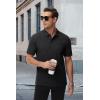 imageMAGCOMSEN Mens Polo Shirts with Pocket Cotton Pique Short Sleeve Collared Shirt Moisture Wicking Golf Shirts 3Button ShirtsBlack