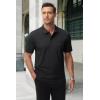 imageMAGCOMSEN Mens Polo Shirts with Pocket Cotton Pique Short Sleeve Collared Shirt Moisture Wicking Golf Shirts 3Button ShirtsBlack