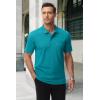 imageMAGCOMSEN Mens Polo Shirts with Pocket Cotton Pique Short Sleeve Collared Shirt Moisture Wicking Golf Shirts 3Button ShirtsBlue Green