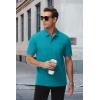 imageMAGCOMSEN Mens Polo Shirts with Pocket Cotton Pique Short Sleeve Collared Shirt Moisture Wicking Golf Shirts 3Button ShirtsBlue Green