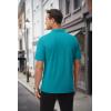 imageMAGCOMSEN Mens Polo Shirts with Pocket Cotton Pique Short Sleeve Collared Shirt Moisture Wicking Golf Shirts 3Button ShirtsBlue Green
