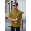 imageMAGCOMSEN Mens Polo Shirts with Pocket Cotton Pique Short Sleeve Collared Shirt Moisture Wicking Golf Shirts 3Button ShirtsBrown