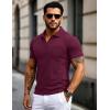 imageMAGCOMSEN Mens Polo Shirts with Pocket Cotton Pique Short Sleeve Collared Shirt Moisture Wicking Golf Shirts 3Button ShirtsBurgundy