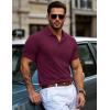 imageMAGCOMSEN Mens Polo Shirts with Pocket Cotton Pique Short Sleeve Collared Shirt Moisture Wicking Golf Shirts 3Button ShirtsBurgundy
