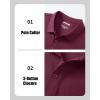 imageMAGCOMSEN Mens Polo Shirts with Pocket Cotton Pique Short Sleeve Collared Shirt Moisture Wicking Golf Shirts 3Button ShirtsBurgundy