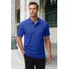 imageMAGCOMSEN Mens Polo Shirts with Pocket Cotton Pique Short Sleeve Collared Shirt Moisture Wicking Golf Shirts 3Button ShirtsColor Blue