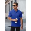 imageMAGCOMSEN Mens Polo Shirts with Pocket Cotton Pique Short Sleeve Collared Shirt Moisture Wicking Golf Shirts 3Button ShirtsColor Blue