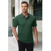 imageMAGCOMSEN Mens Polo Shirts with Pocket Cotton Pique Short Sleeve Collared Shirt Moisture Wicking Golf Shirts 3Button ShirtsDark Green
