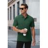 imageMAGCOMSEN Mens Polo Shirts with Pocket Cotton Pique Short Sleeve Collared Shirt Moisture Wicking Golf Shirts 3Button ShirtsDark Green