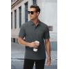 imageMAGCOMSEN Mens Polo Shirts with Pocket Cotton Pique Short Sleeve Collared Shirt Moisture Wicking Golf Shirts 3Button ShirtsDark Grey