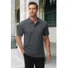 imageMAGCOMSEN Mens Polo Shirts with Pocket Cotton Pique Short Sleeve Collared Shirt Moisture Wicking Golf Shirts 3Button ShirtsDark Grey
