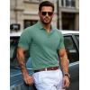 imageMAGCOMSEN Mens Polo Shirts with Pocket Cotton Pique Short Sleeve Collared Shirt Moisture Wicking Golf Shirts 3Button ShirtsGray Green