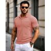 imageMAGCOMSEN Mens Polo Shirts with Pocket Cotton Pique Short Sleeve Collared Shirt Moisture Wicking Golf Shirts 3Button ShirtsGray Pink