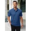 imageMAGCOMSEN Mens Polo Shirts with Pocket Cotton Pique Short Sleeve Collared Shirt Moisture Wicking Golf Shirts 3Button ShirtsGrey Blue