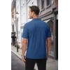 imageMAGCOMSEN Mens Polo Shirts with Pocket Cotton Pique Short Sleeve Collared Shirt Moisture Wicking Golf Shirts 3Button ShirtsGrey Blue