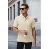 imageMAGCOMSEN Mens Polo Shirts with Pocket Cotton Pique Short Sleeve Collared Shirt Moisture Wicking Golf Shirts 3Button ShirtsKhaki