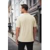 imageMAGCOMSEN Mens Polo Shirts with Pocket Cotton Pique Short Sleeve Collared Shirt Moisture Wicking Golf Shirts 3Button ShirtsKhaki