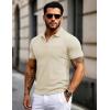 imageMAGCOMSEN Mens Polo Shirts with Pocket Cotton Pique Short Sleeve Collared Shirt Moisture Wicking Golf Shirts 3Button ShirtsLight Apricot