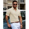 imageMAGCOMSEN Mens Polo Shirts with Pocket Cotton Pique Short Sleeve Collared Shirt Moisture Wicking Golf Shirts 3Button ShirtsLight Apricot