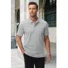 imageMAGCOMSEN Mens Polo Shirts with Pocket Cotton Pique Short Sleeve Collared Shirt Moisture Wicking Golf Shirts 3Button ShirtsLight Grey