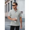 imageMAGCOMSEN Mens Polo Shirts with Pocket Cotton Pique Short Sleeve Collared Shirt Moisture Wicking Golf Shirts 3Button ShirtsLight Grey