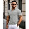 imageMAGCOMSEN Mens Polo Shirts with Pocket Cotton Pique Short Sleeve Collared Shirt Moisture Wicking Golf Shirts 3Button ShirtsLite Gray