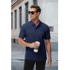 imageMAGCOMSEN Mens Polo Shirts with Pocket Cotton Pique Short Sleeve Collared Shirt Moisture Wicking Golf Shirts 3Button ShirtsNavy
