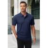 imageMAGCOMSEN Mens Polo Shirts with Pocket Cotton Pique Short Sleeve Collared Shirt Moisture Wicking Golf Shirts 3Button ShirtsNavy