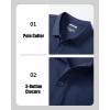 imageMAGCOMSEN Mens Polo Shirts with Pocket Cotton Pique Short Sleeve Collared Shirt Moisture Wicking Golf Shirts 3Button ShirtsNavy Blue