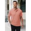 imageMAGCOMSEN Mens Polo Shirts with Pocket Cotton Pique Short Sleeve Collared Shirt Moisture Wicking Golf Shirts 3Button ShirtsPink