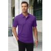 imageMAGCOMSEN Mens Polo Shirts with Pocket Cotton Pique Short Sleeve Collared Shirt Moisture Wicking Golf Shirts 3Button ShirtsPurple