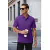 imageMAGCOMSEN Mens Polo Shirts with Pocket Cotton Pique Short Sleeve Collared Shirt Moisture Wicking Golf Shirts 3Button ShirtsPurple