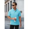 imageMAGCOMSEN Mens Polo Shirts with Pocket Cotton Pique Short Sleeve Collared Shirt Moisture Wicking Golf Shirts 3Button ShirtsSky Blue