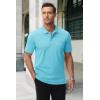 imageMAGCOMSEN Mens Polo Shirts with Pocket Cotton Pique Short Sleeve Collared Shirt Moisture Wicking Golf Shirts 3Button ShirtsSky Blue