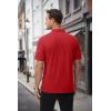 imageMAGCOMSEN Mens Polo Shirts with Pocket Cotton Pique Short Sleeve Collared Shirt Moisture Wicking Golf Shirts 3Button ShirtsTomato Red