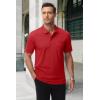 imageMAGCOMSEN Mens Polo Shirts with Pocket Cotton Pique Short Sleeve Collared Shirt Moisture Wicking Golf Shirts 3Button ShirtsTomato Red