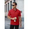 imageMAGCOMSEN Mens Polo Shirts with Pocket Cotton Pique Short Sleeve Collared Shirt Moisture Wicking Golf Shirts 3Button ShirtsTomato Red