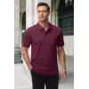 imageMAGCOMSEN Mens Polo Shirts with Pocket Cotton Pique Short Sleeve Collared Shirt Moisture Wicking Golf Shirts 3Button ShirtsWine Red
