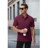 imageMAGCOMSEN Mens Polo Shirts with Pocket Cotton Pique Short Sleeve Collared Shirt Moisture Wicking Golf Shirts 3Button ShirtsWine Red