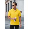 imageMAGCOMSEN Mens Polo Shirts with Pocket Cotton Pique Short Sleeve Collared Shirt Moisture Wicking Golf Shirts 3Button ShirtsYellow