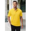 imageMAGCOMSEN Mens Polo Shirts with Pocket Cotton Pique Short Sleeve Collared Shirt Moisture Wicking Golf Shirts 3Button ShirtsYellow